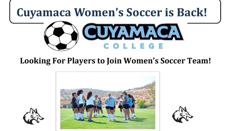 Cuyamaca College Women's Soccer is BACK!